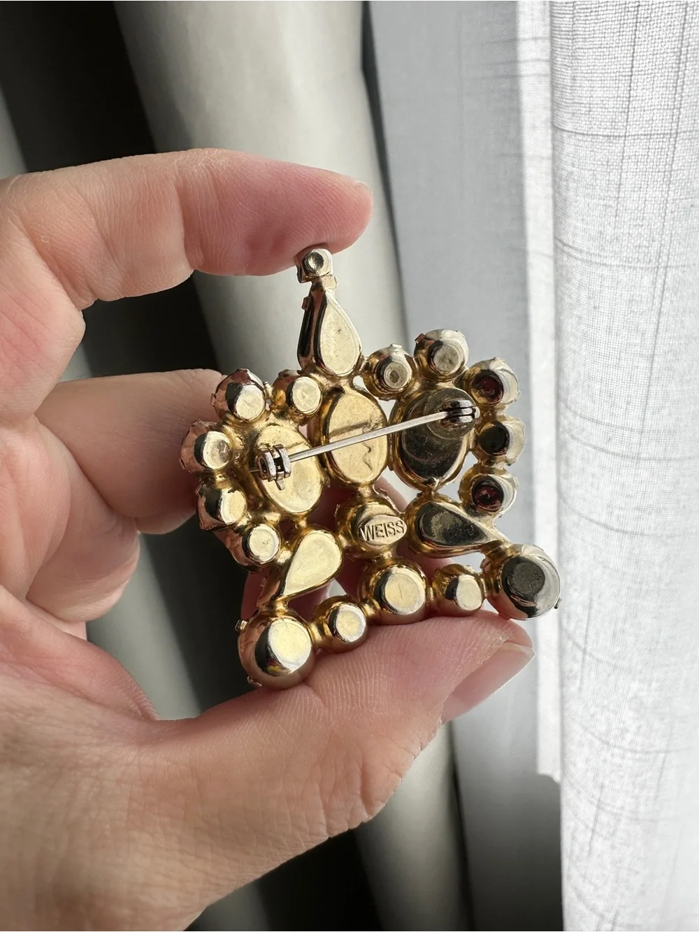Vintage Weiss Crown Multi-Color Gemstone Cocktail Brooch